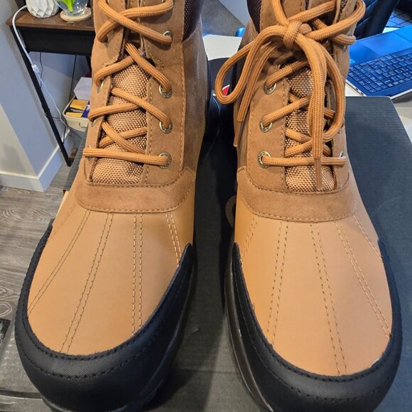 NEW MENS SZ 12 CHESTNUT UGG EMMETT 1115834 LEATHER WATERPROOF WINTER DUCK BOOTS - Picture 5 of 15